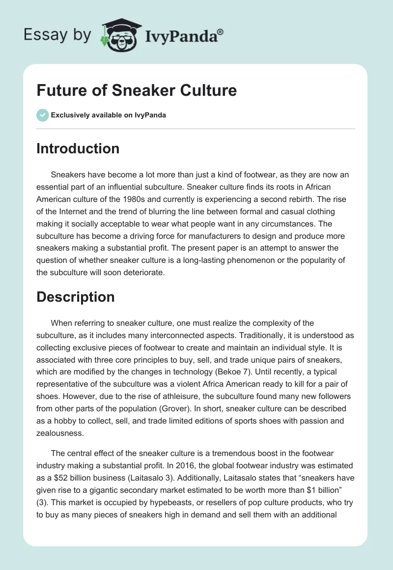 Future of Sneaker Culture. Page 1