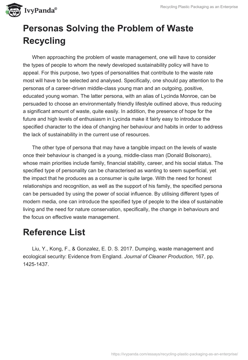 Recycling Plastic Packaging as an Enterprise. Page 2