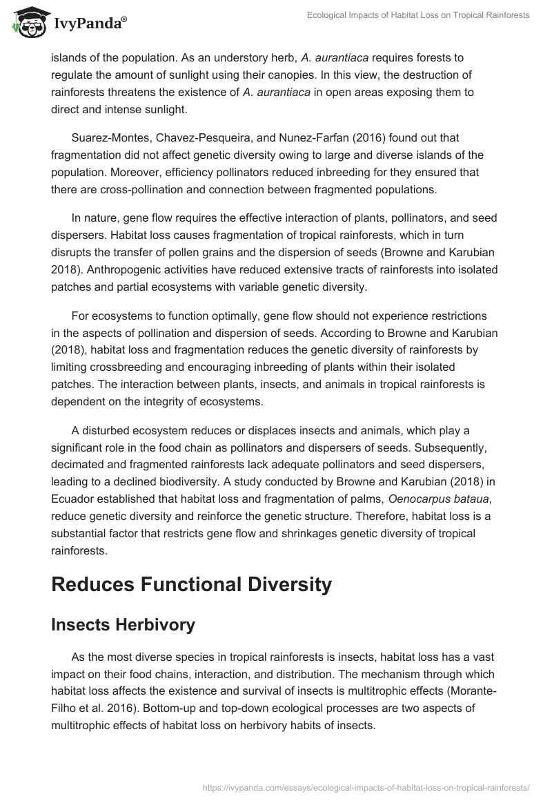 Ecological Impacts of Habitat Loss on Tropical Rainforests. Page 4