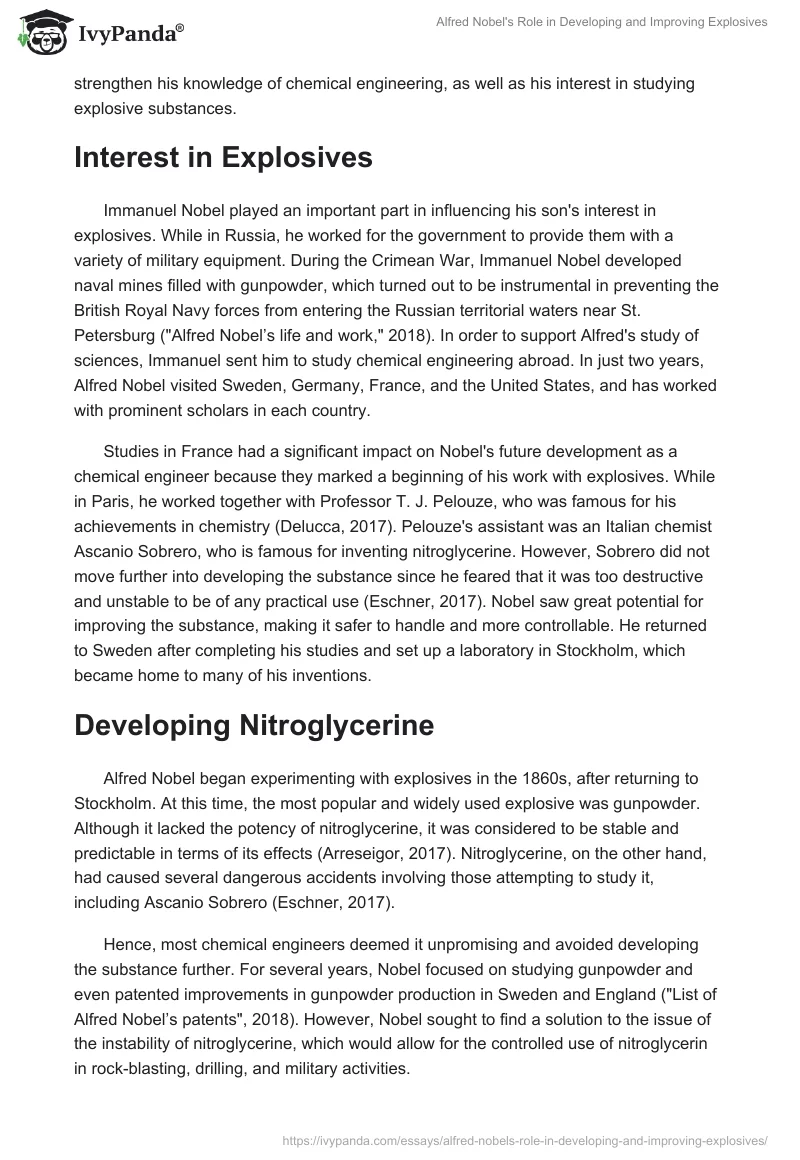 Alfred Nobel's Role in Developing and Improving Explosives. Page 2