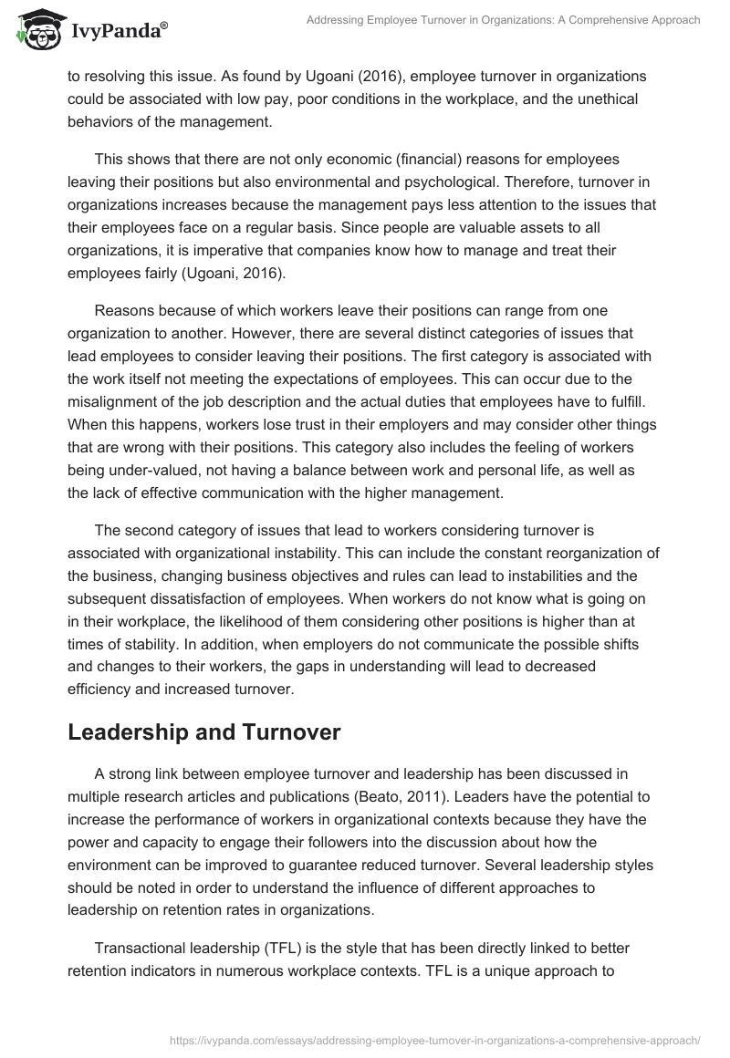 Addressing Employee Turnover in Organizations: A Comprehensive Approach. Page 3
