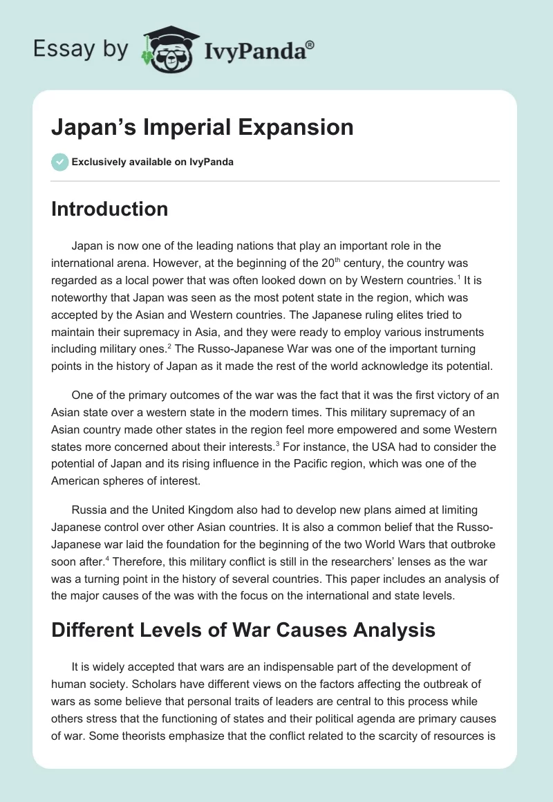 Japan’s Imperial Expansion. Page 1