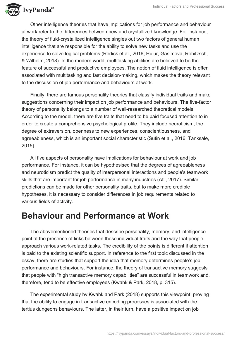 Individual Factors and Professional Success. Page 3