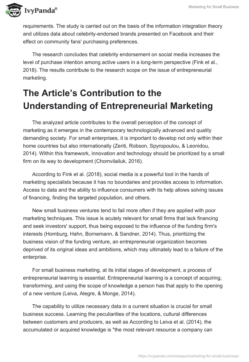 Marketing for Small Business. Page 2