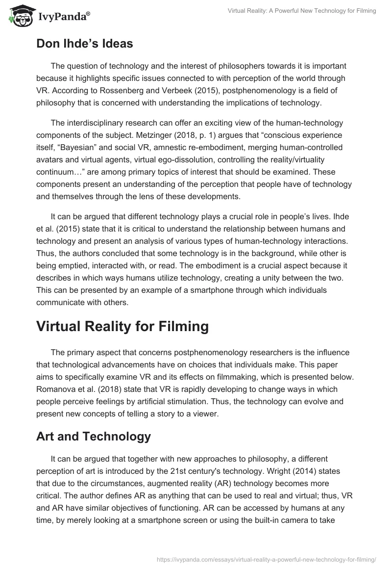 Virtual Reality: A Powerful New Technology for Filming. Page 3