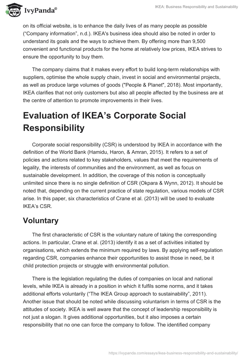 IKEA: Business Responsibility and Sustainability. Page 2
