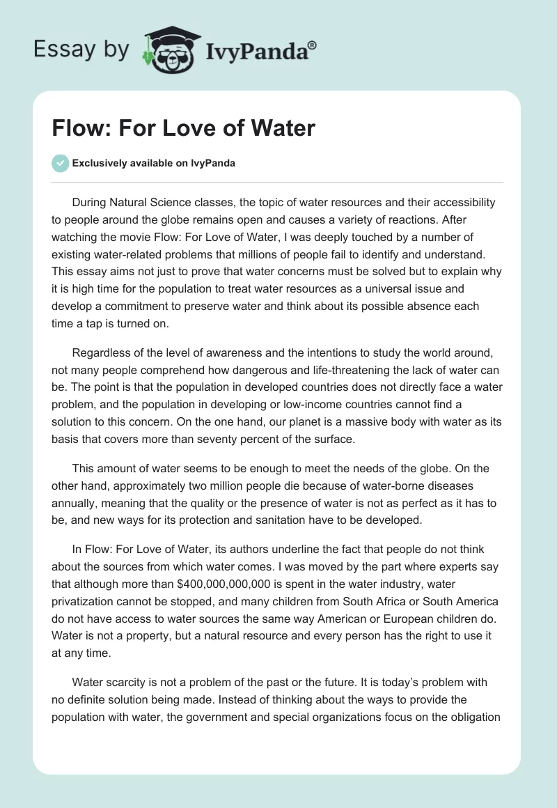 Flow: For Love of Water. Page 1