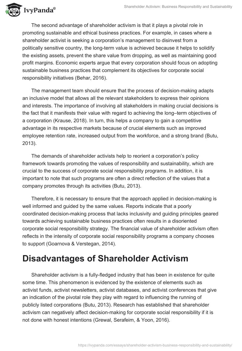 Shareholder Activism: Business Responsibility and Sustainability. Page 3