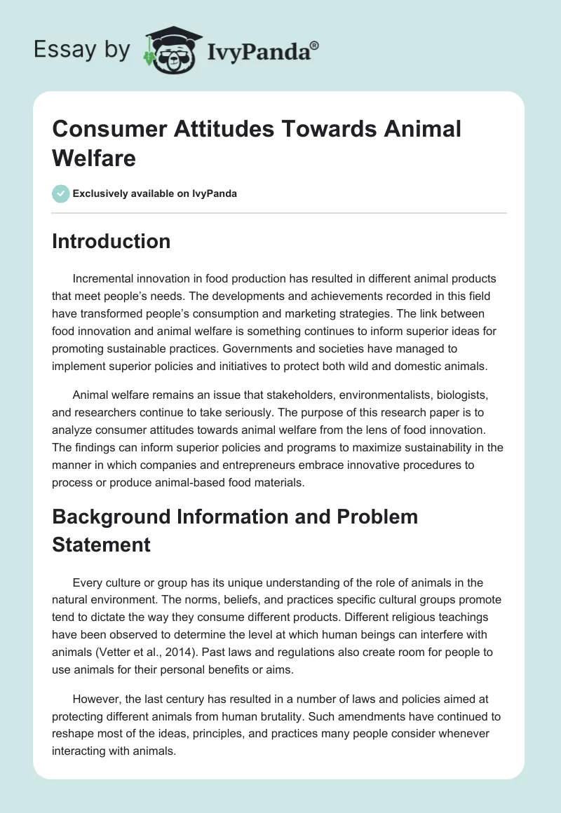 Consumer Attitudes Towards Animal Welfare. Page 1