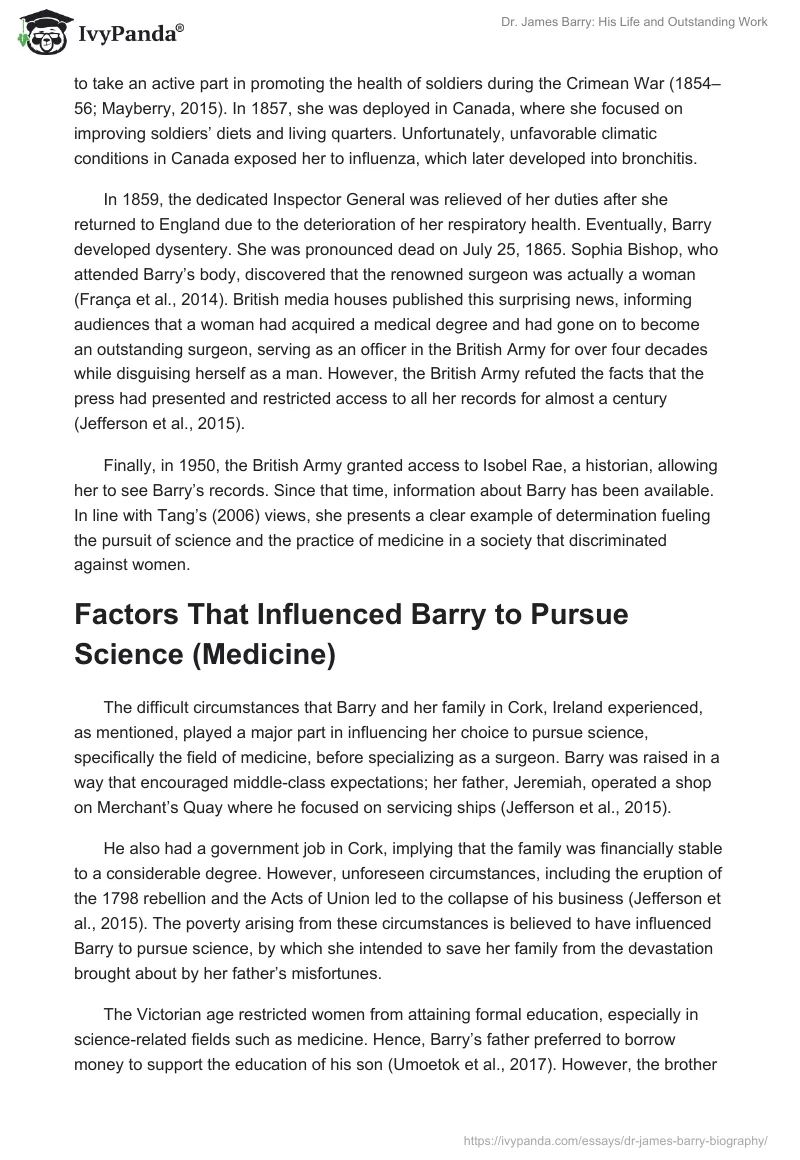 Dr. James Barry: His Life and Outstanding Work. Page 3