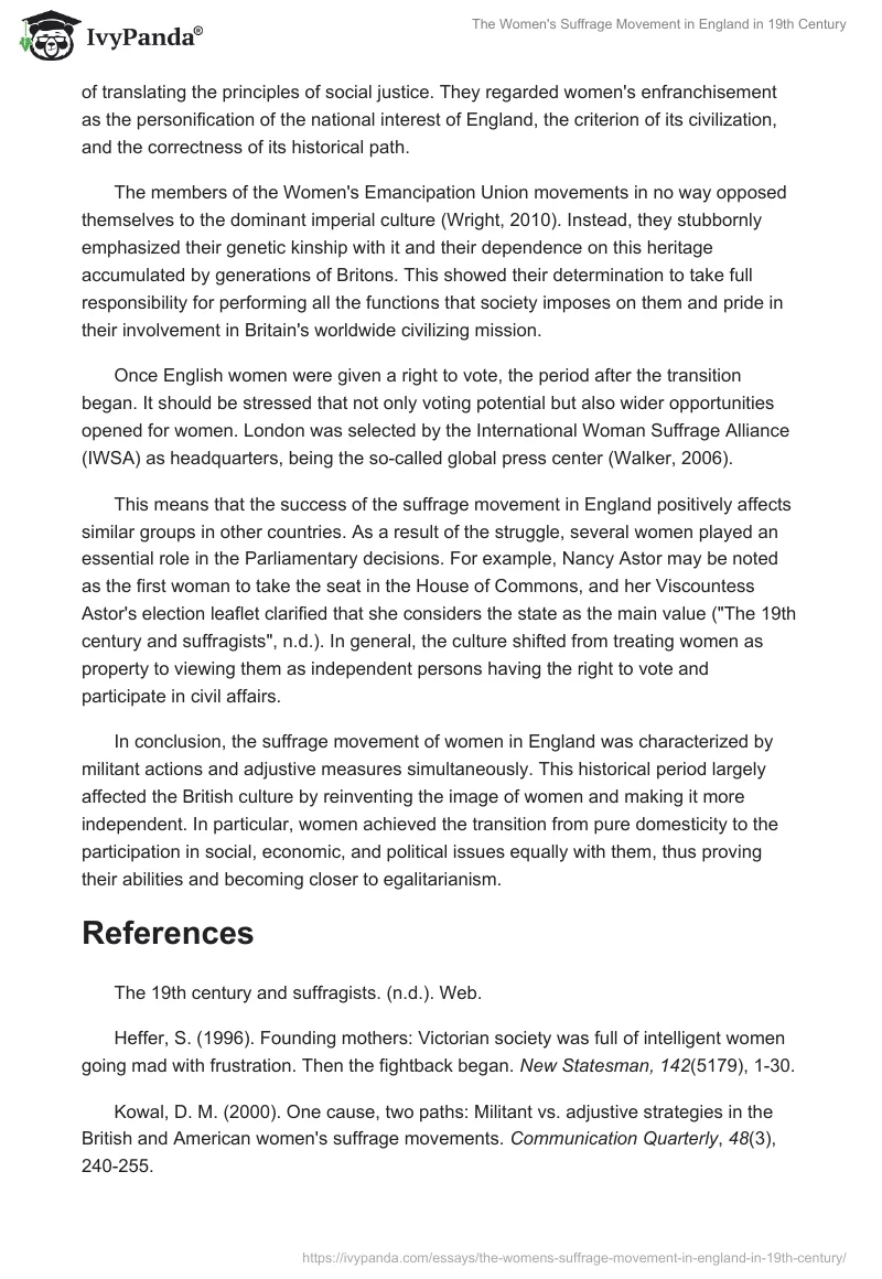 The Women's Suffrage Movement in England in 19th Century. Page 3