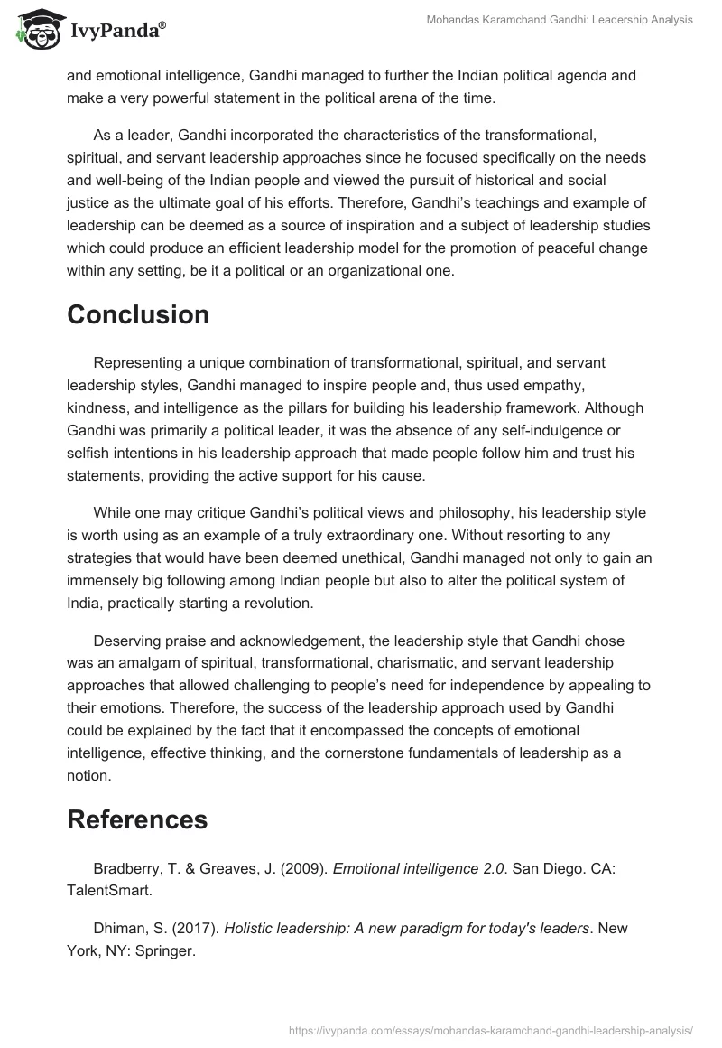 Mohandas Karamchand Gandhi: Leadership Analysis. Page 4