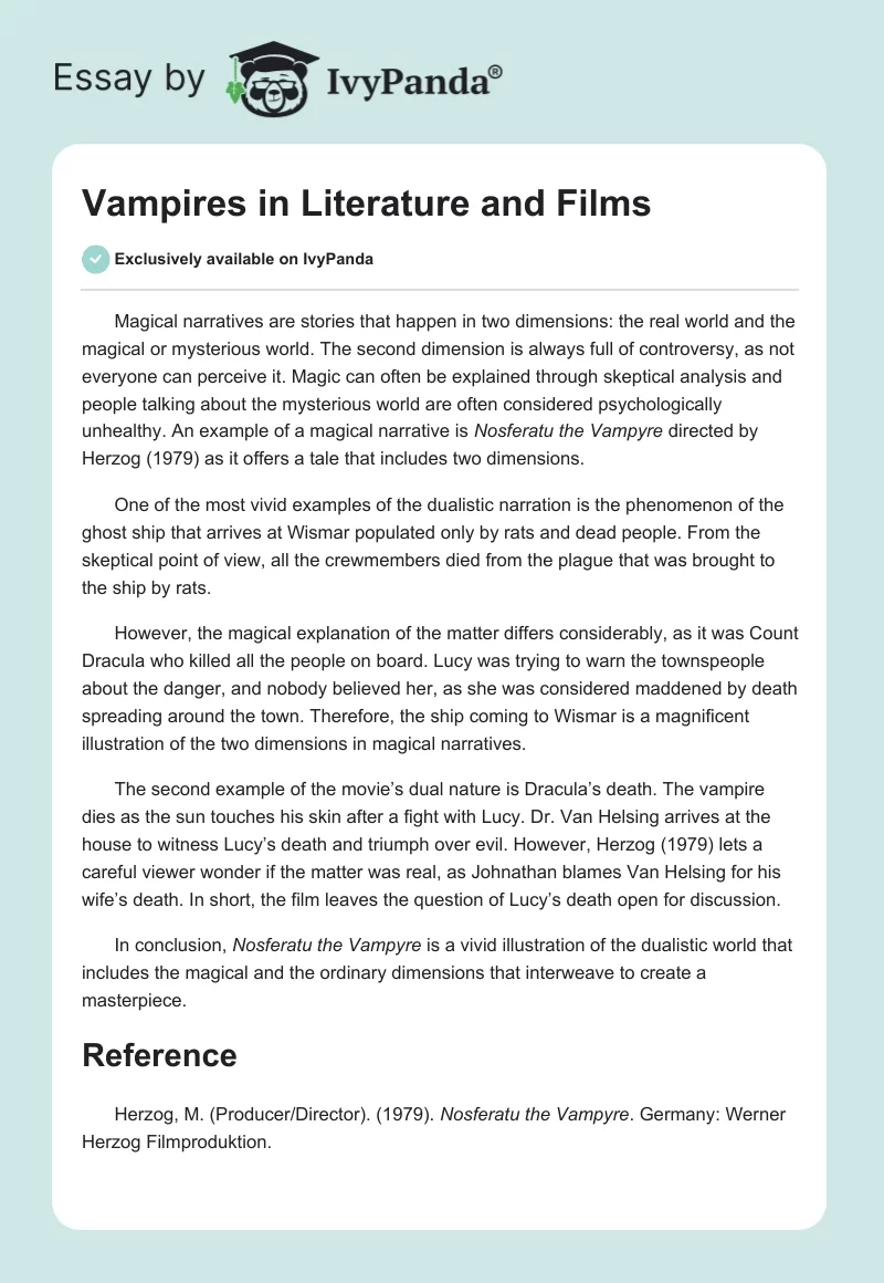Vampires in Literature and Films. Page 1