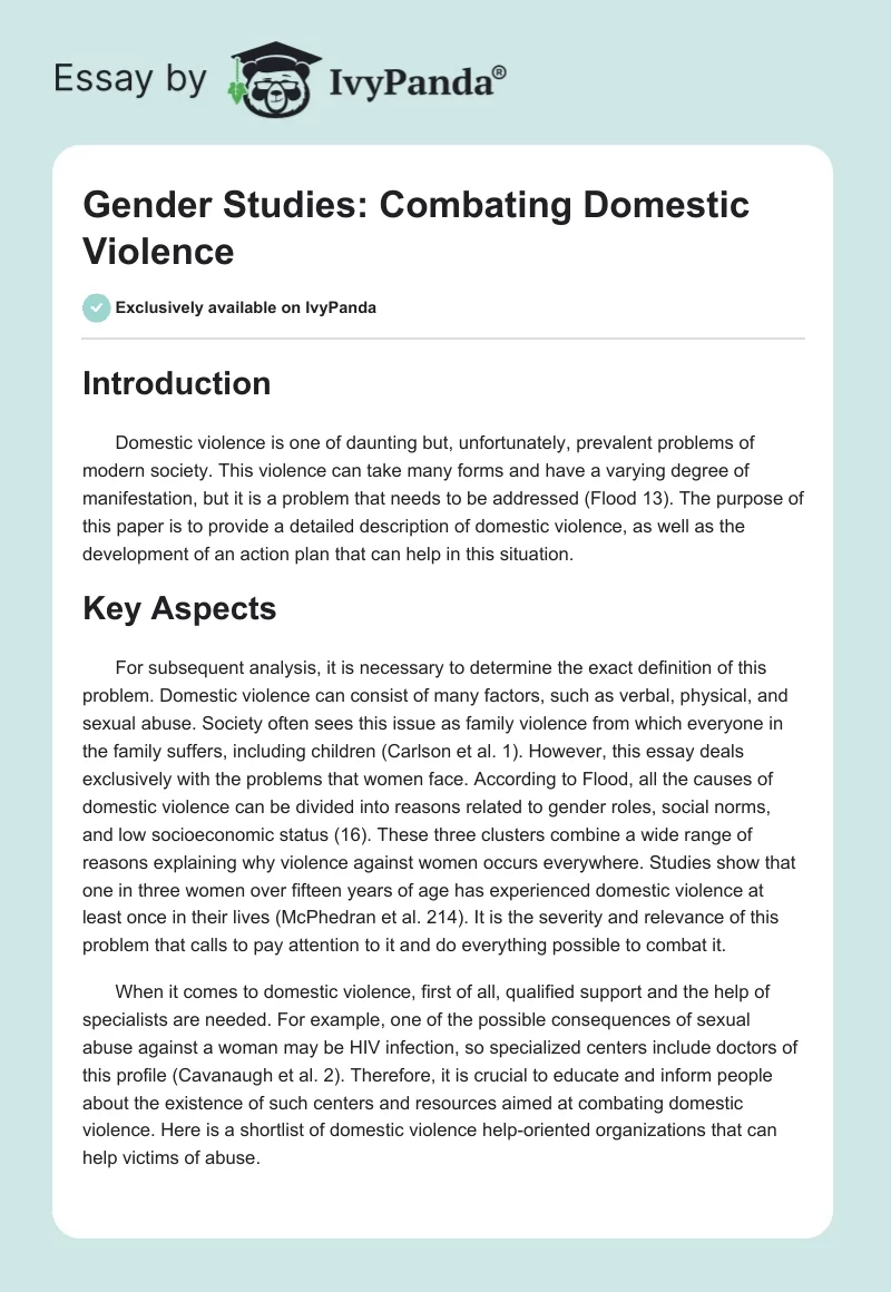 Gender Studies: Combating Domestic Violence. Page 1