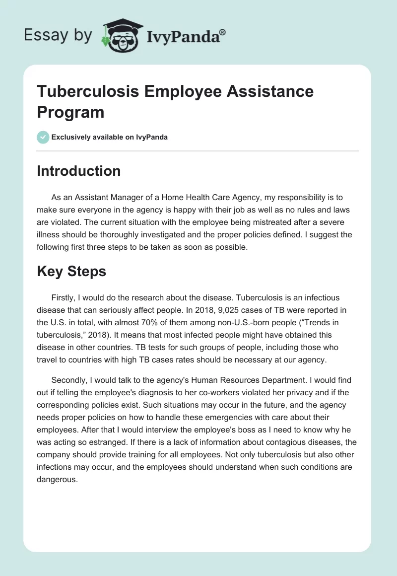 Tuberculosis Employee Assistance Program. Page 1