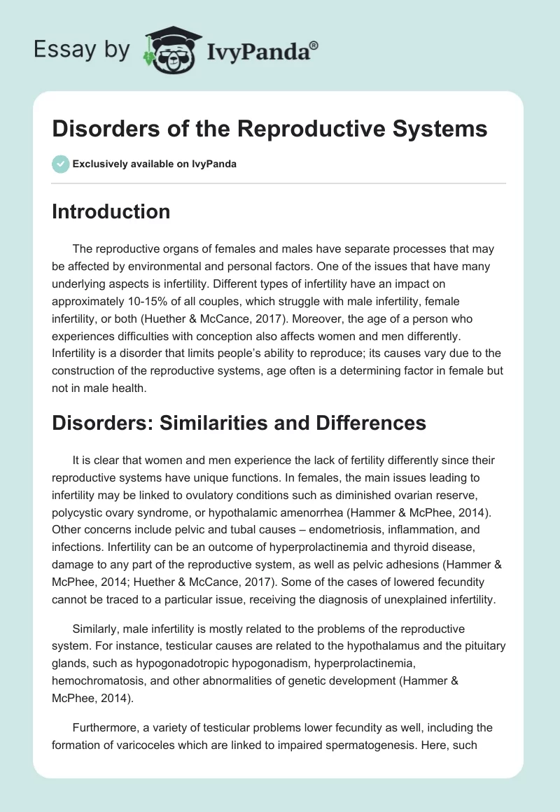 Disorders of the Reproductive Systems. Page 1
