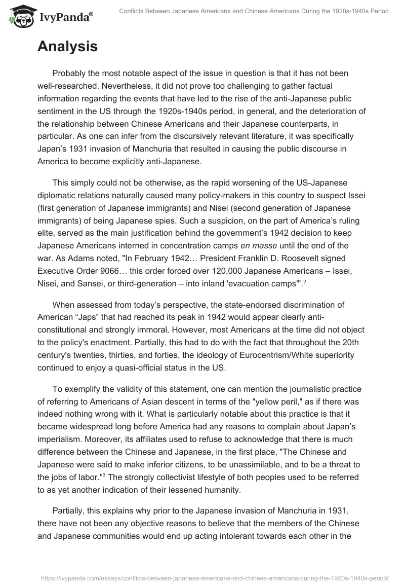 Conflicts Between Japanese Americans and Chinese Americans During the 1920s-1940s Period. Page 2