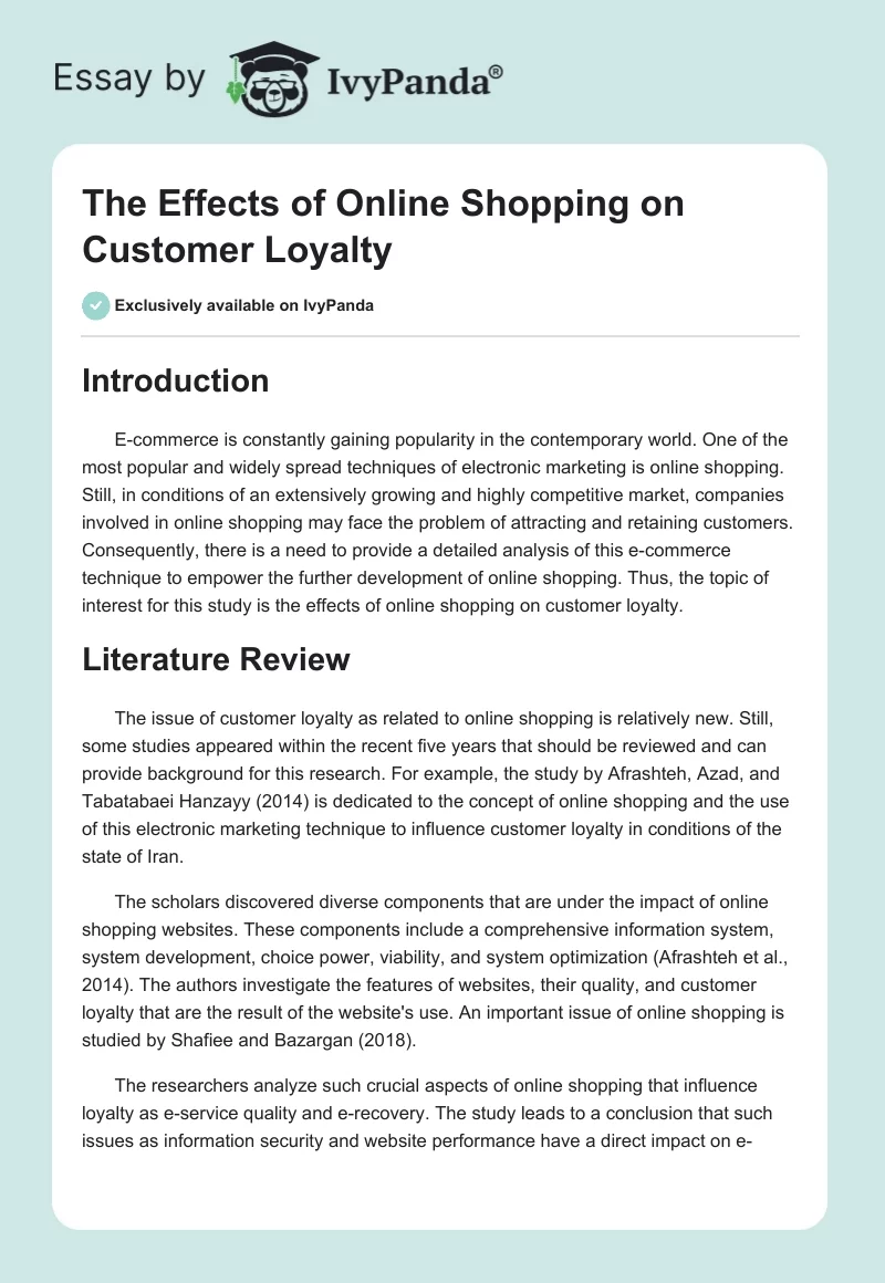 The Effects of Online Shopping on Customer Loyalty. Page 1