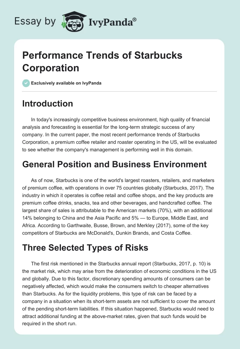 Performance Trends of Starbucks Corporation. Page 1