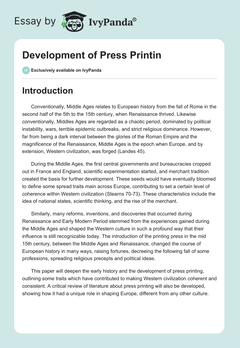 Development of Press Printin. Page 1