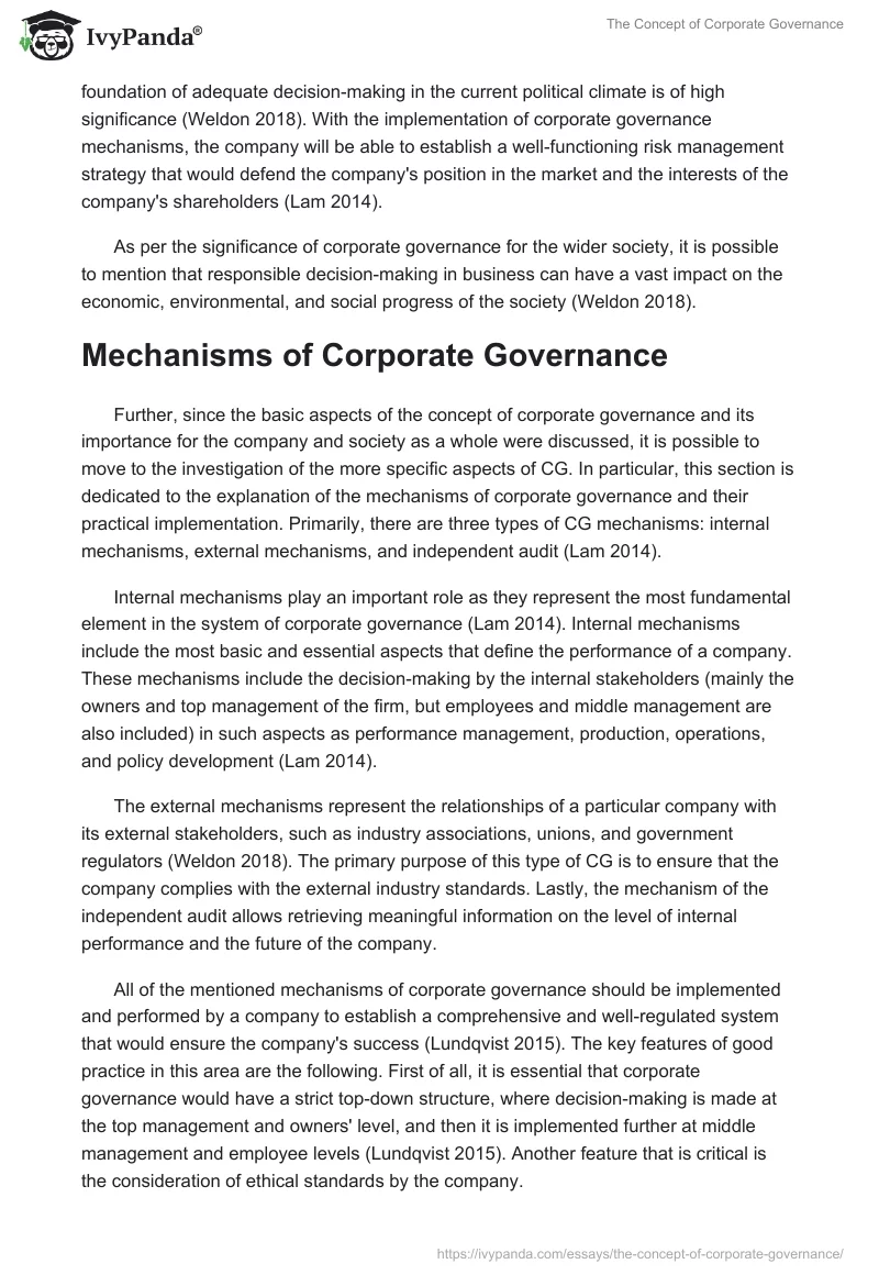 The Concept of Corporate Governance. Page 2