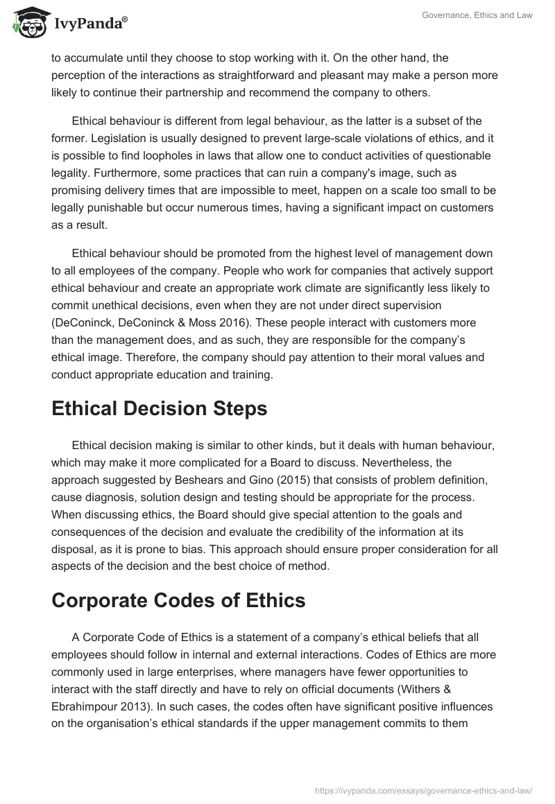 Governance, Ethics and Law. Page 3