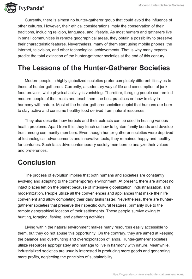 Modern Hunter-Gatherer Societies. Page 4