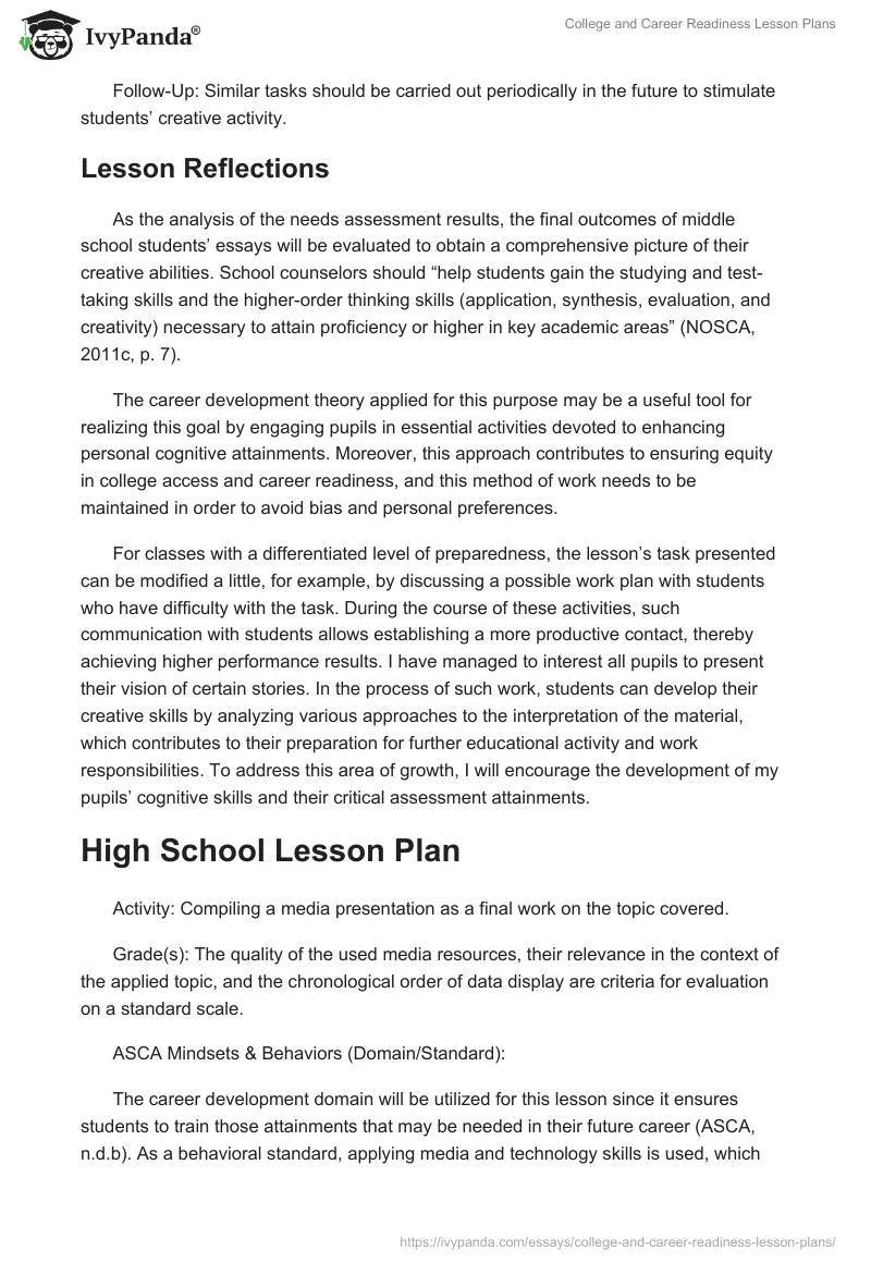 College and Career Readiness Lesson Plans. Page 4