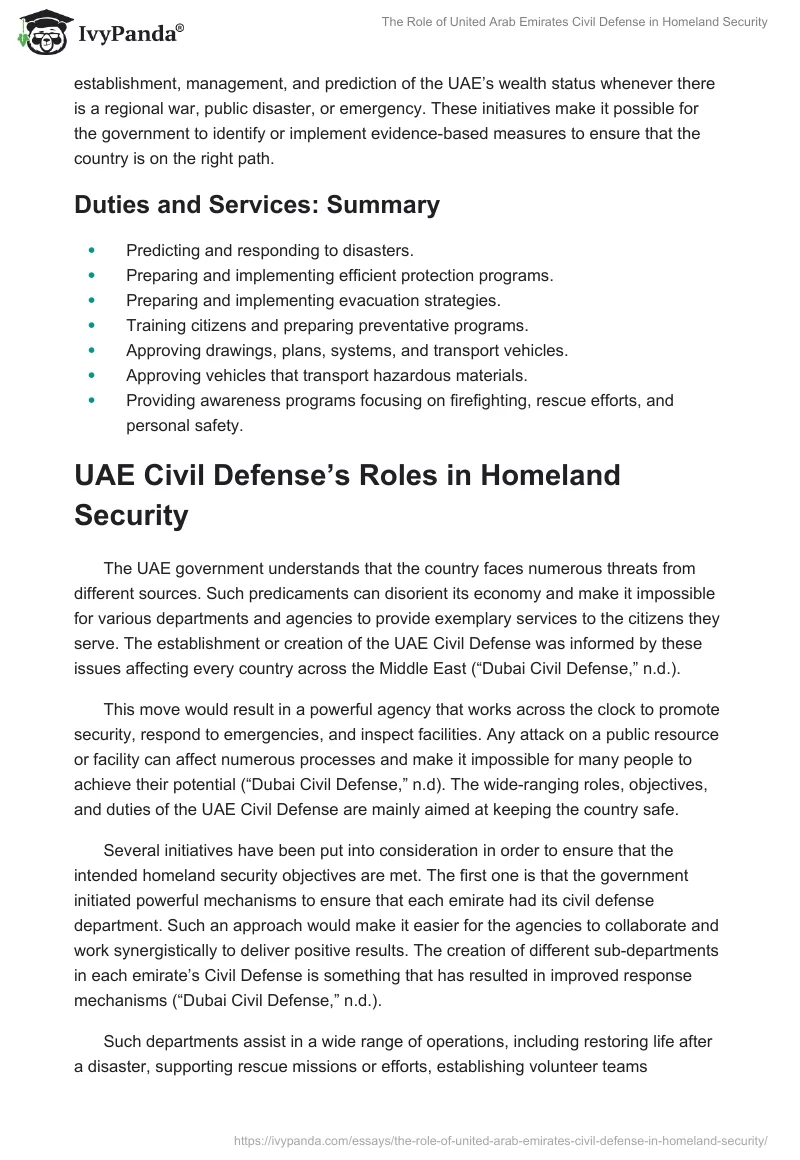 The Role of United Arab Emirates Civil Defense in Homeland Security. Page 4