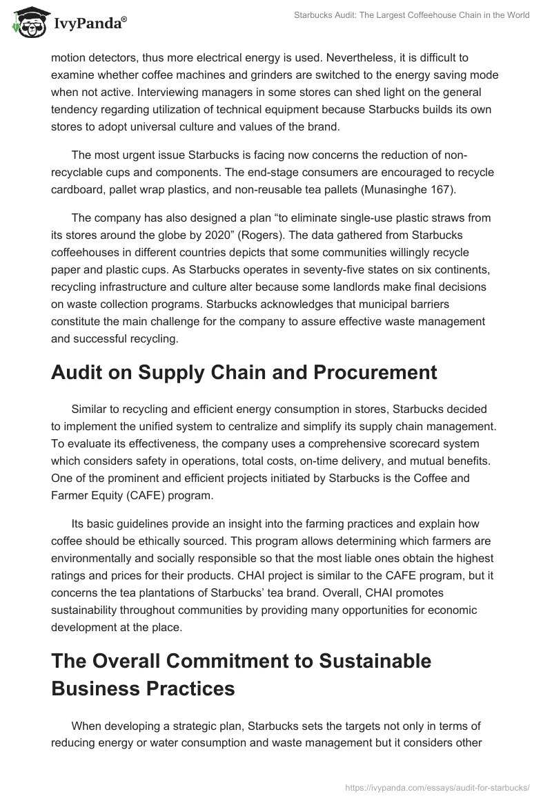 Starbucks Audit: The Largest Coffeehouse Chain in the World. Page 4