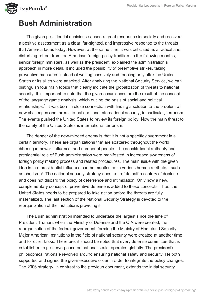 Presidential Leadership in Foreign Policy-Making. Page 2
