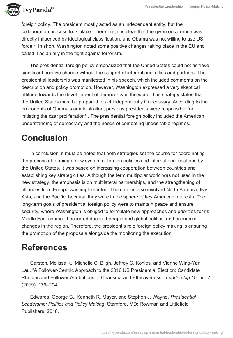 Presidential Leadership in Foreign Policy-Making. Page 5