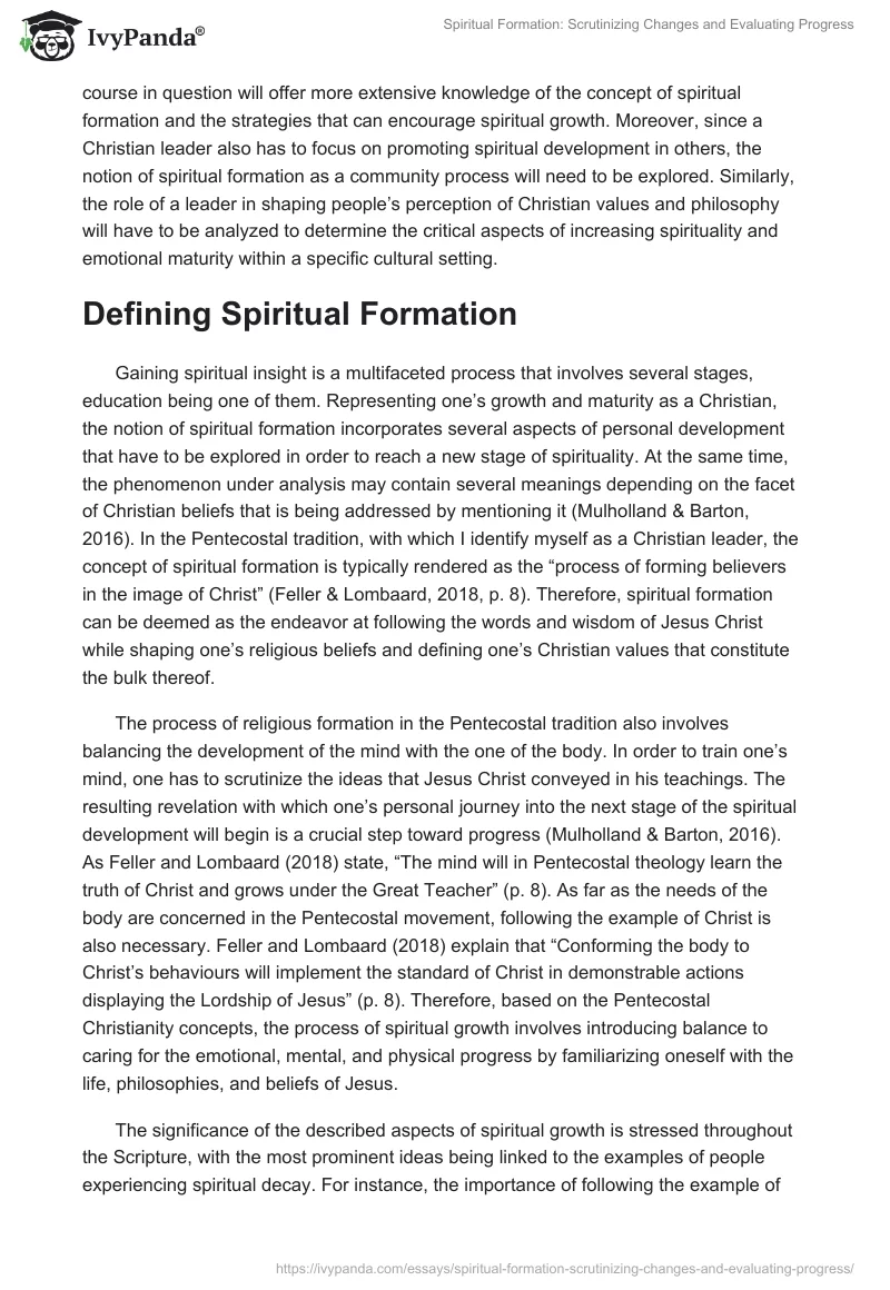 Spiritual Formation: Scrutinizing Changes and Evaluating Progress. Page 2