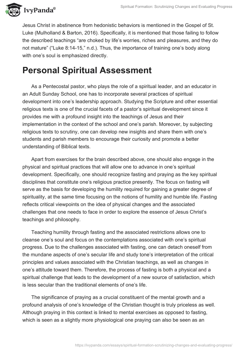 Spiritual Formation: Scrutinizing Changes and Evaluating Progress. Page 3