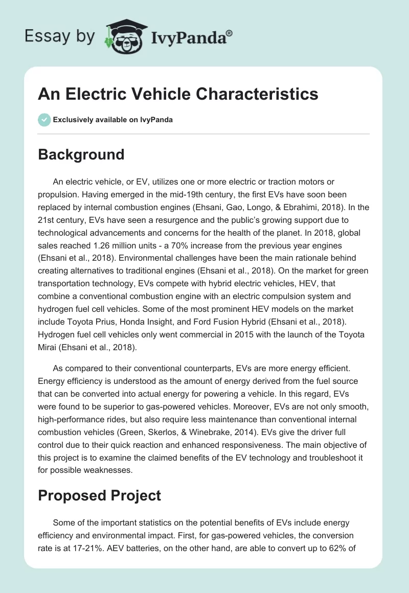 An Electric Vehicle Characteristics. Page 1