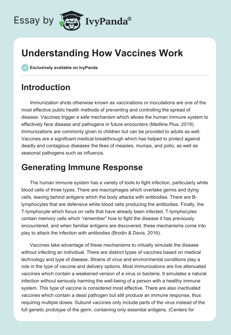 Understanding How Vaccines Work. Page 1