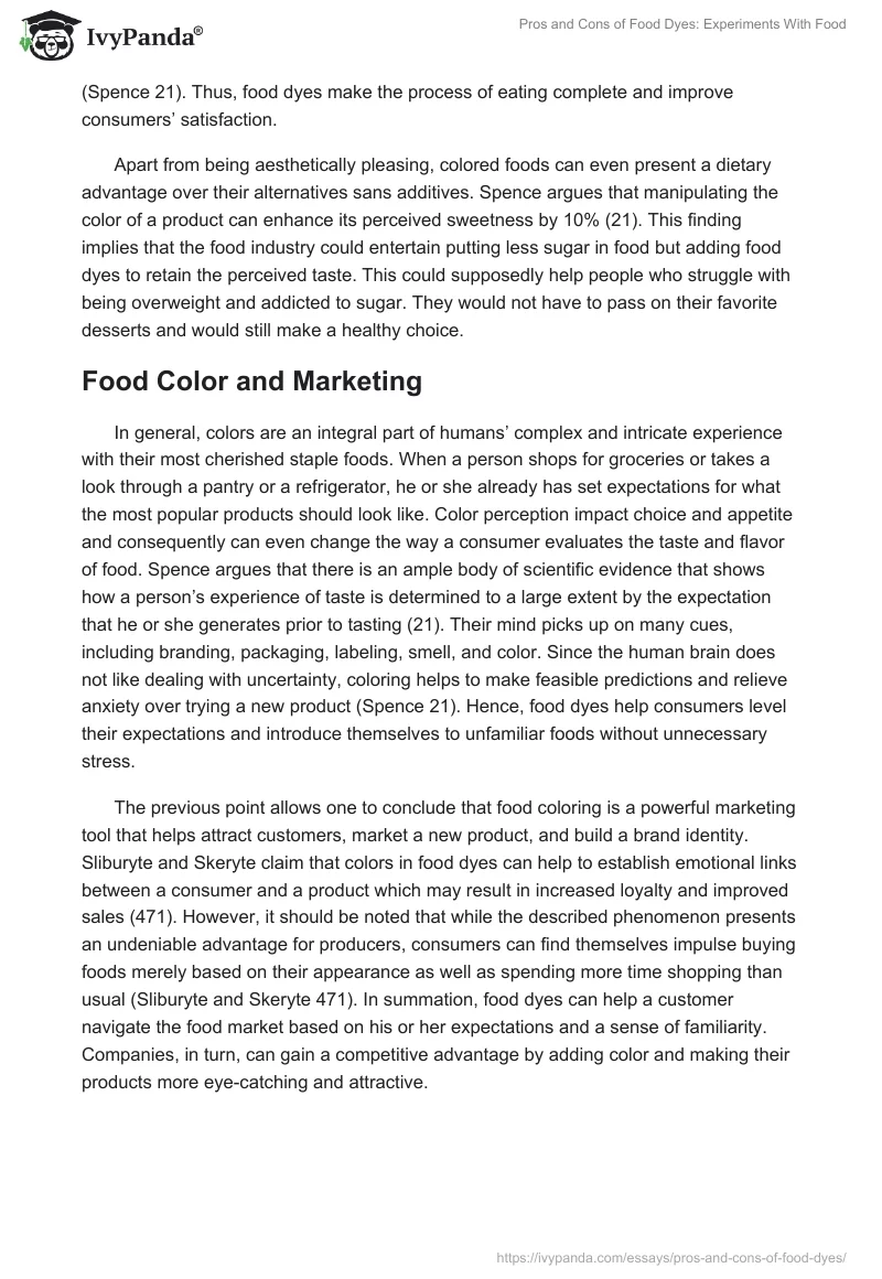 Pros and Cons of Food Dyes: Experiments With Food. Page 2