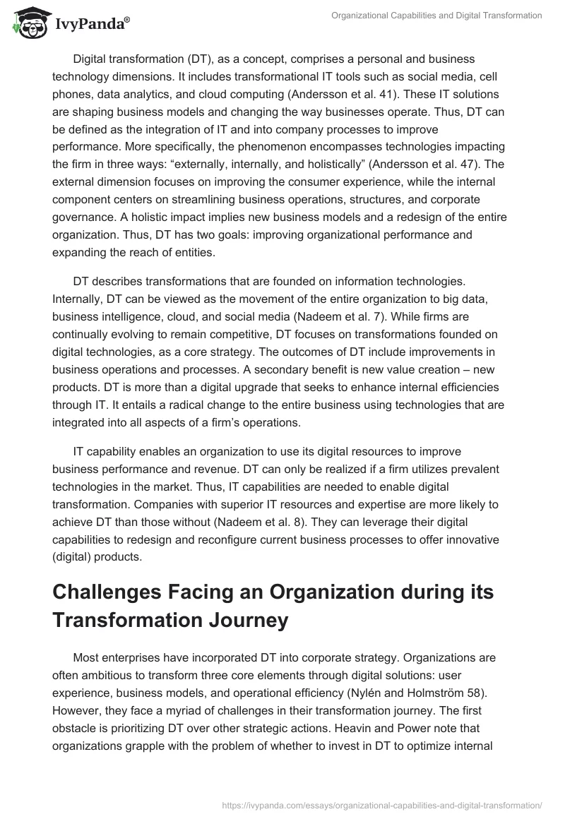 Organizational Capabilities and Digital Transformation. Page 2
