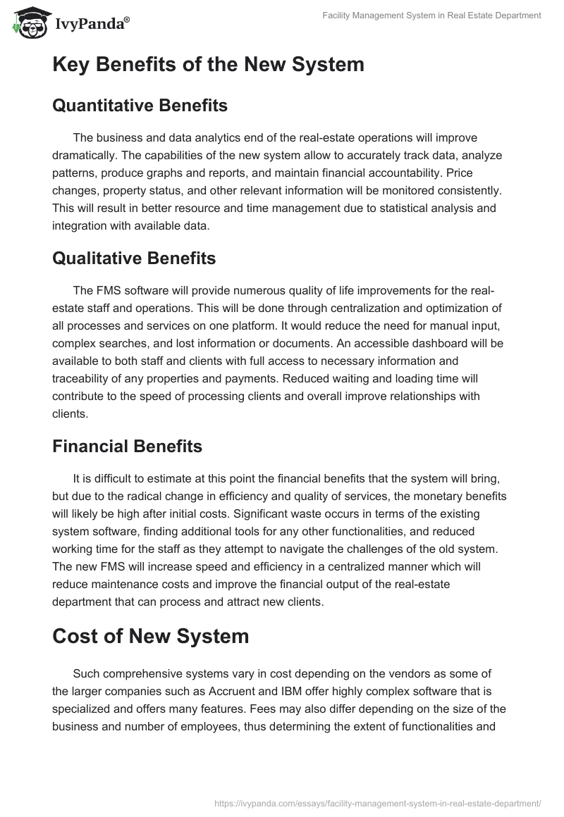 Facility Management System in Real Estate Department. Page 3