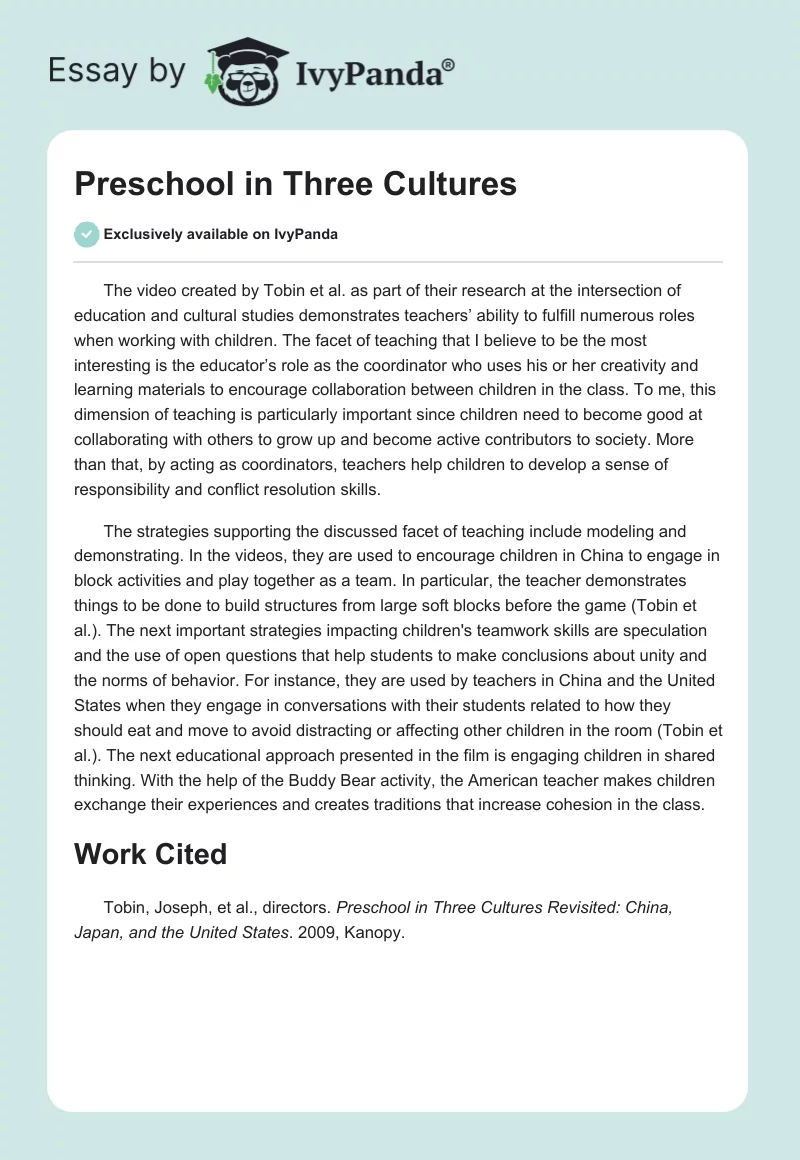 Preschool in Three Cultures. Page 1