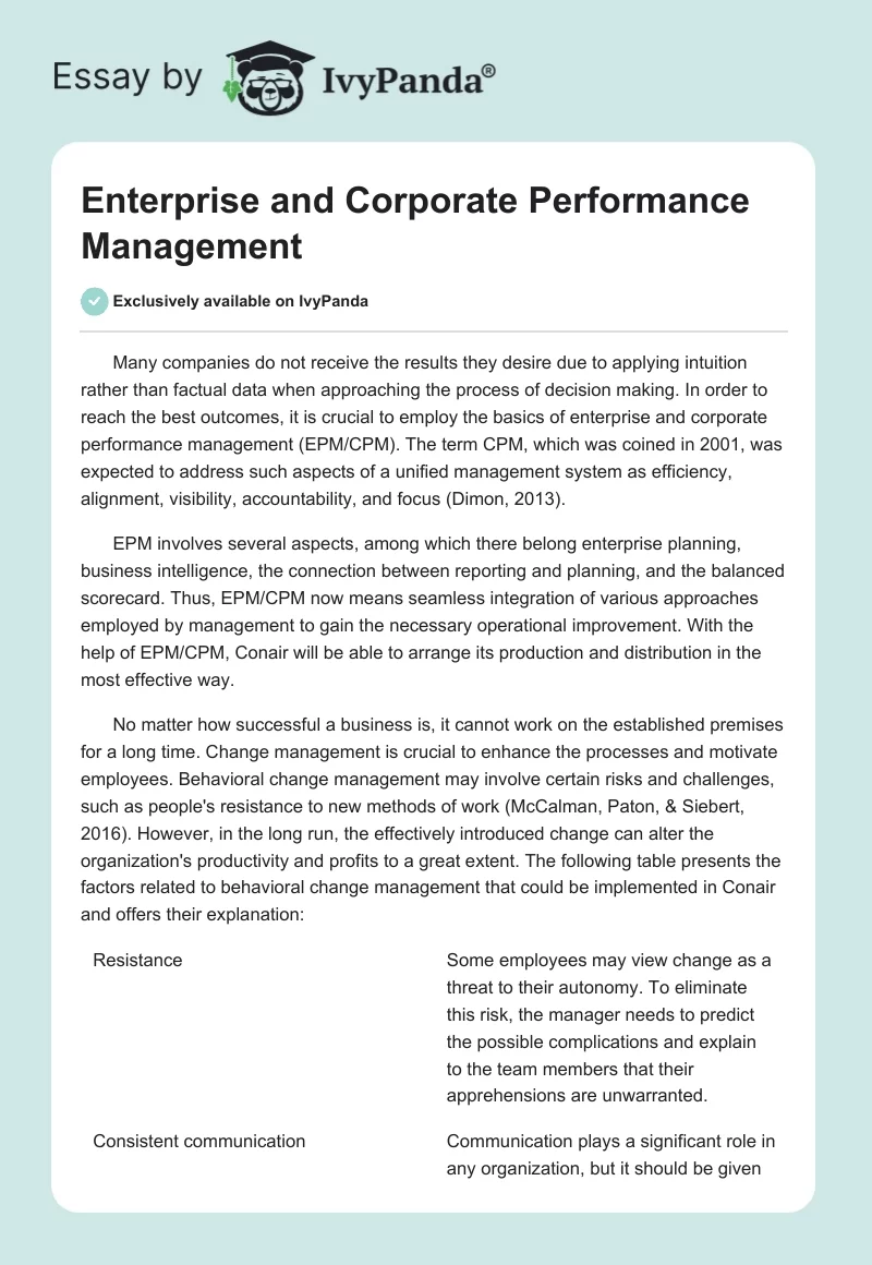 Enterprise and Corporate Performance Management. Page 1