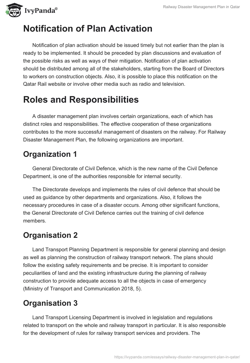 Railway Disaster Management Plan in Qatar. Page 5