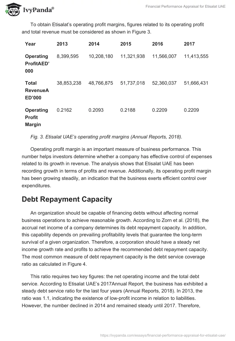 Financial Performance Appraisal for Etisalat UAE. Page 4