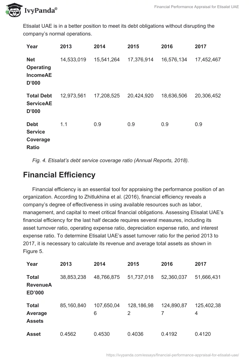 Financial Performance Appraisal for Etisalat UAE. Page 5