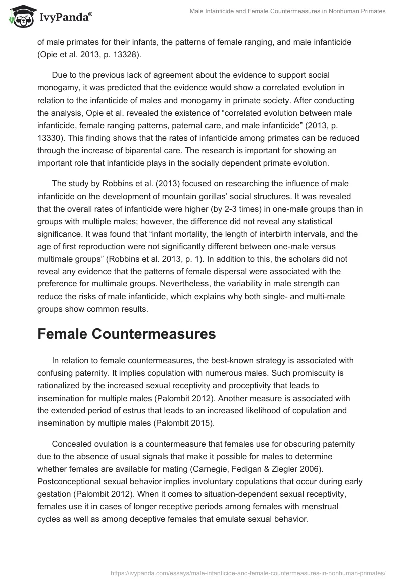 Male Infanticide and Female Countermeasures in Nonhuman Primates. Page 4