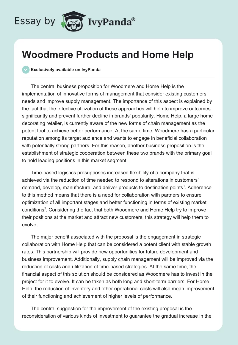 Woodmere Products and Home Help. Page 1