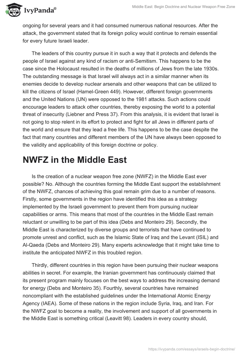 Middle East: Begin Doctrine and Nuclear Weapon Free Zone. Page 2