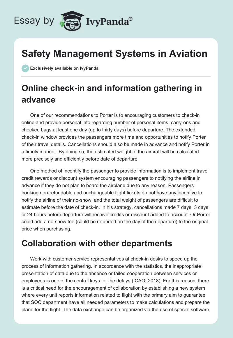 Safety Management Systems in Aviation. Page 1
