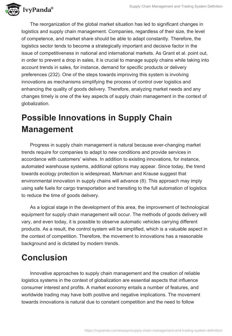Supply Chain Management and Trading System Definition. Page 3