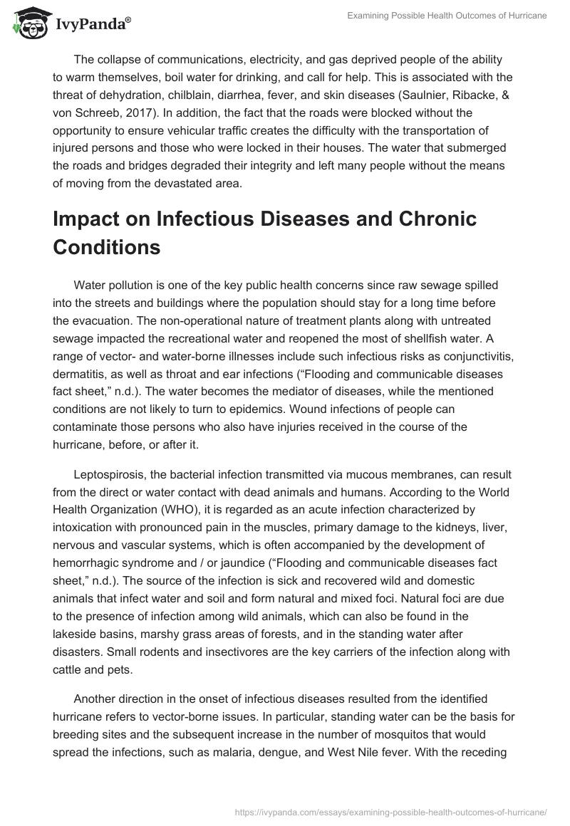Examining Possible Health Outcomes of Hurricane. Page 2